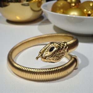 18k Gold Plate Snake Tubogas Omega Wrap Bracelet